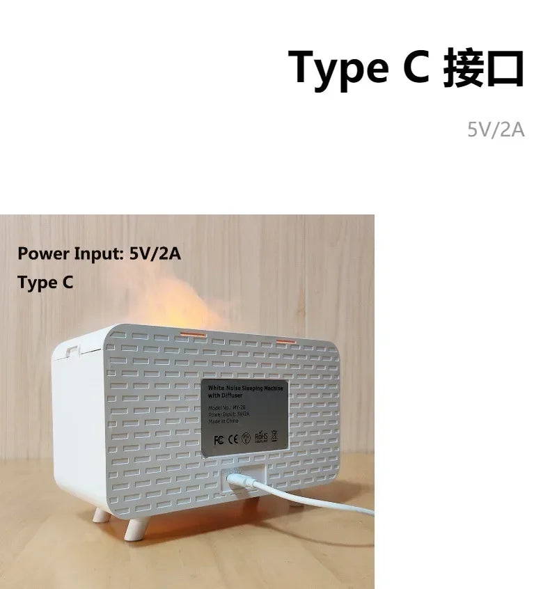 NEW White Noise Machine Diffuser Air Aroma Diffuser Humidifier With 8 White Noise Adjustable, Night Light, Bluetooth Speaker