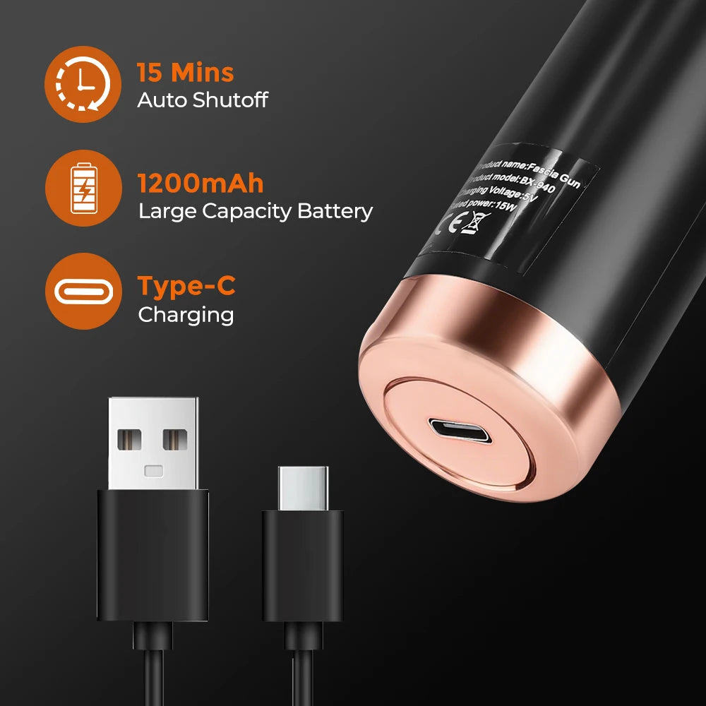 Portable Fascia Gun Full Body Muscle Relaxation Massage Gun with Extended Handle U-Shaped Home Hammer Massager For Back Shoulder