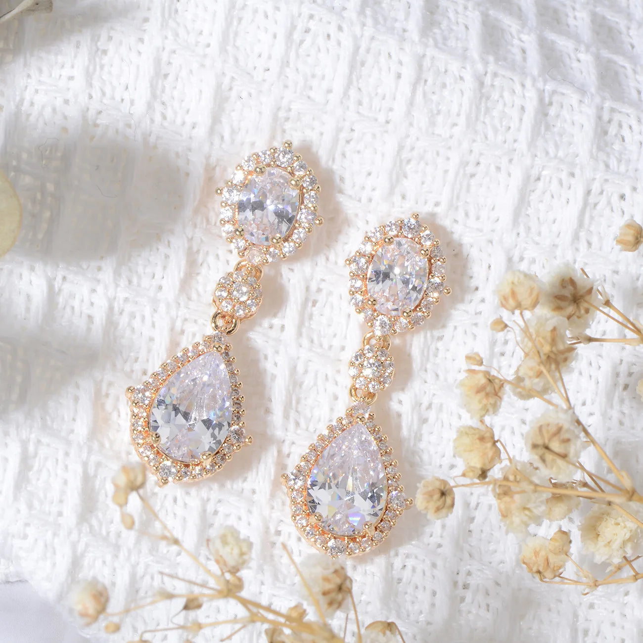 Fashion necklace accessories women's earring Jewelry sets bride's wedding zircon water drop girls earrings for women jewellery