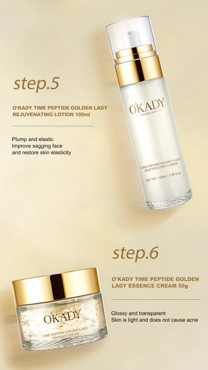 OKADY Skin Care Set Anti Aging Skin 10-piece Daily Care Routine Kit With Vitamin C Peptides Facial Cleanser Eye Mask Toner Serum