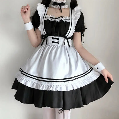 Black White Lolita Maid Girls Women Lovely Cosplay Costume Outfit Dress Sexy French Apron Servant Uniform Exotic CafeMaid S-4XL