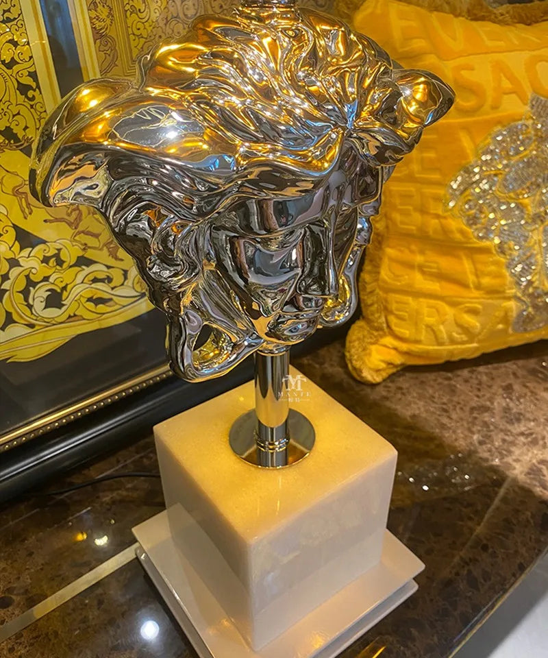 Modern LED Natural Marble Base Hardware Modern Light Luxury Bedside Lamp Decorative Lamp