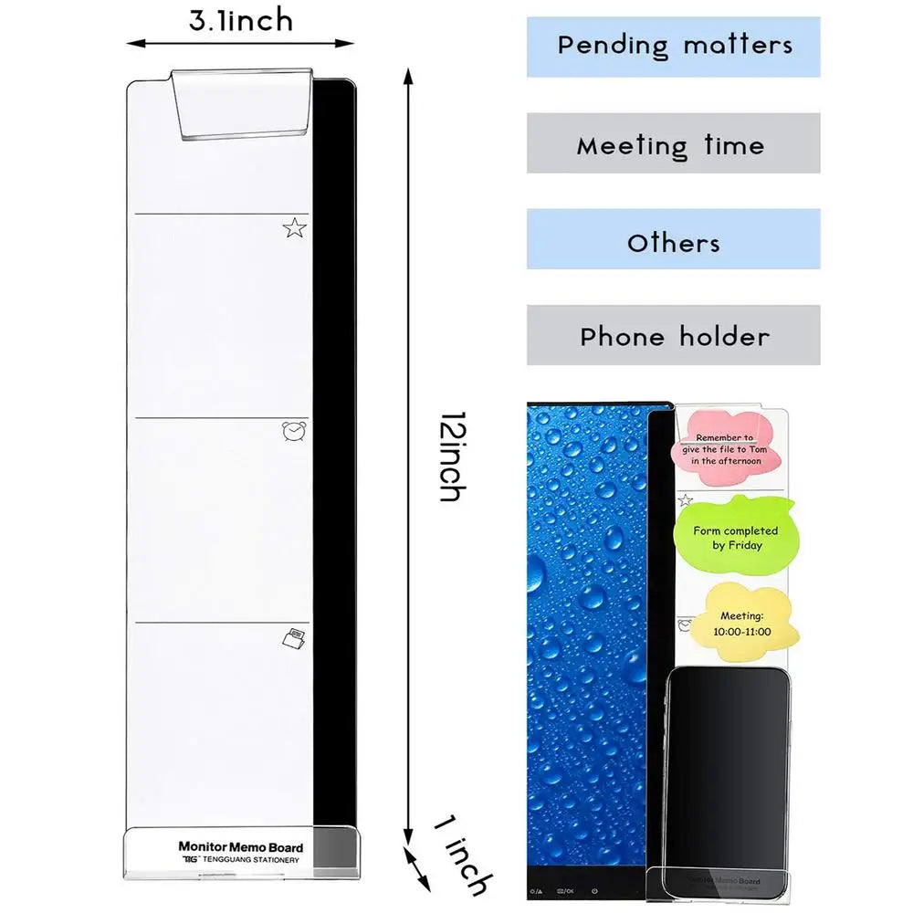 1pc Computer Monitor Memo Board Computer Message Board Office Supplies Computer Note Clip Home Office Desk Accessories Decor