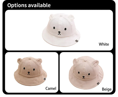 Cute Bear Baby Bucket Hat With Ears Boy Girl Cotton Kids Sun Hat Outdoor Summer Child Panama Cap
