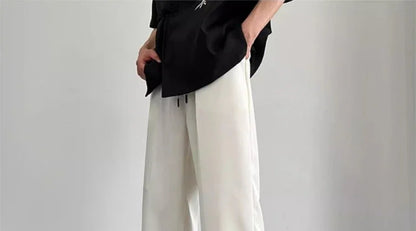 Social Tailoring Business Work Man Suits Pants Office Ice Silk Cooling Trousers for Men Fabric Korean Style Clothes Designer Up