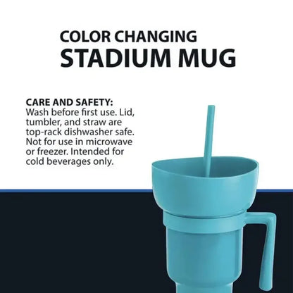 Portable Snackies Cup 2 in 1 Splash Proof Leakproof Top Snack Bowl on Drink Cups  Popcorn Stadium Tumbler with Straw Cinema Trip