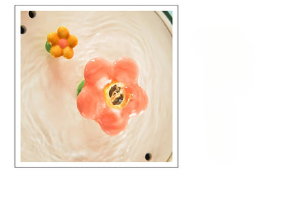 Cat Ceramic Flower Water Fountain Drinking Feeders Pets