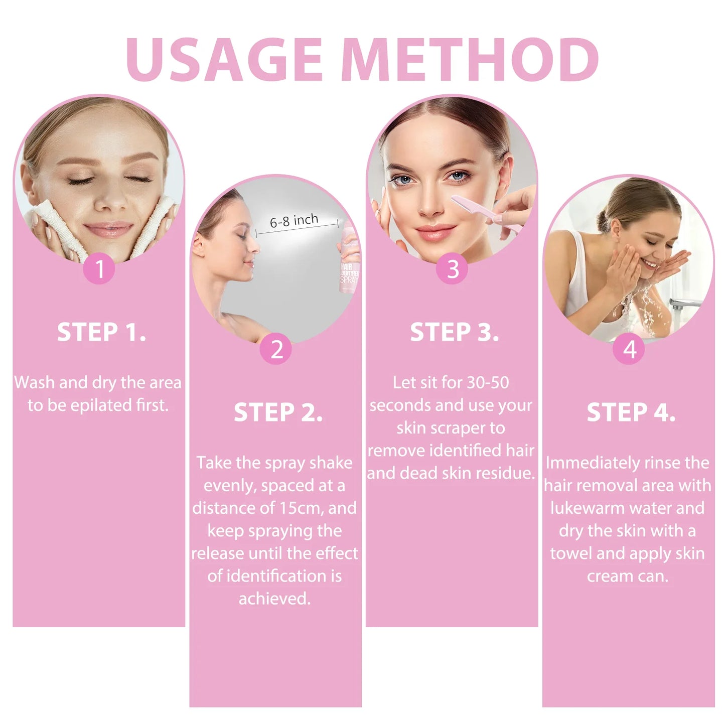 Hair Identifier Spray Hairless Painless Gentle Hair Growth Inhibitor for Shaving with Razor Face Hair Removal Dermaplaning Spray