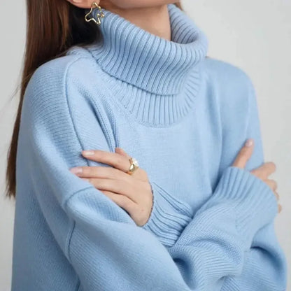 Womens Turtleneck Oversized Sweaters Autumn Chunky Long Sleeve Loose Casual Pullover Slouchy Knit Jumper Tops