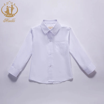 Baby white shirt 2025 Spring Autumn New Formal Long Sleeve blouse for Boys Turn Down Collar Blouse Coat Teenage Tops 3M-7 Years