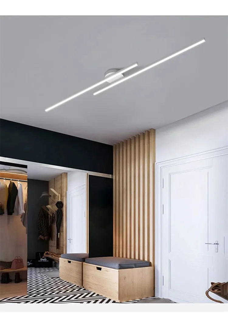 Long Aluminium LED Ceiling Light Modern Creative Design Ceiling Lamp Indoor Lighting Fixture Hallway Balcony Aisle Office Lustre