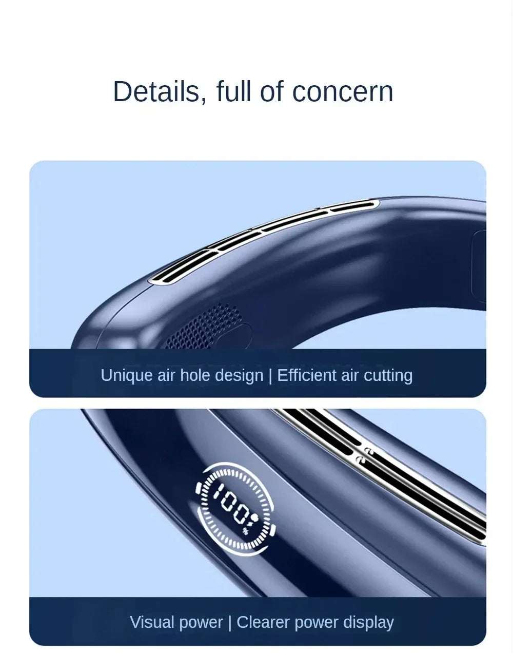 15000mah Portable Neck Fan Smart Digital Display USB Rechargeable Outdoors Bladeless Silent Cooling Neck Fan For Summer Sport