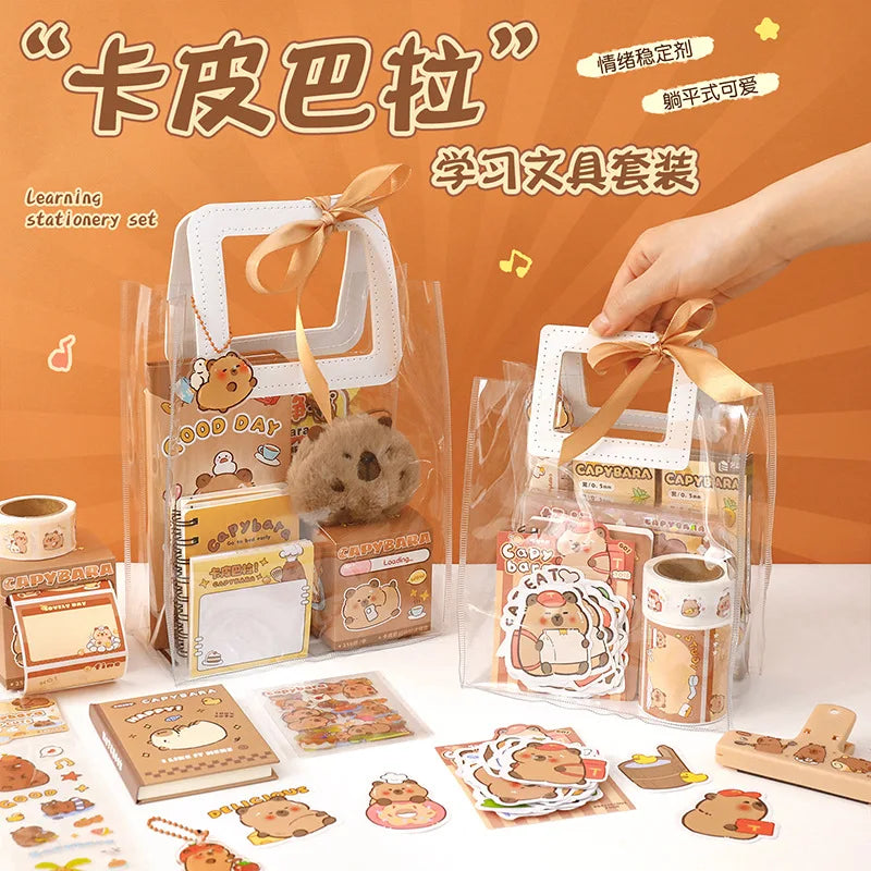 1 Set Capybara Stationery Set Student Graduation Gift Handbook Gift Bag Primary School Student Birthday Prizes