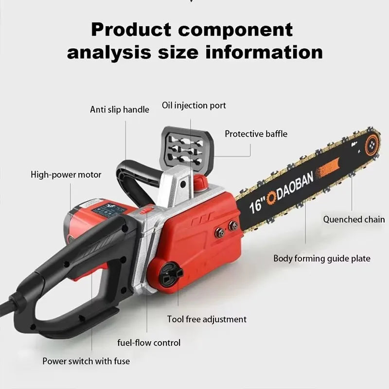 Handheld Electric Chain Saw Felling Saw Home Electric Chain Saw Mini Chain Saw Tree Saw Powerful Electric Saw 16 inch 12 inch