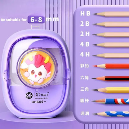 Cartoon Electric Pencil Sharpener Set for School Supplies Stationery Students Office Home Durable Creative Gift Desk Tool Kids