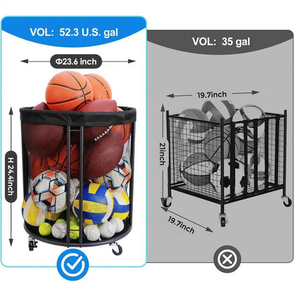 Outdoor Ball Storage Sports Ball Storage Portable Organizer Box Large Capacity Net Container for Garage Deck Outdoor Garden