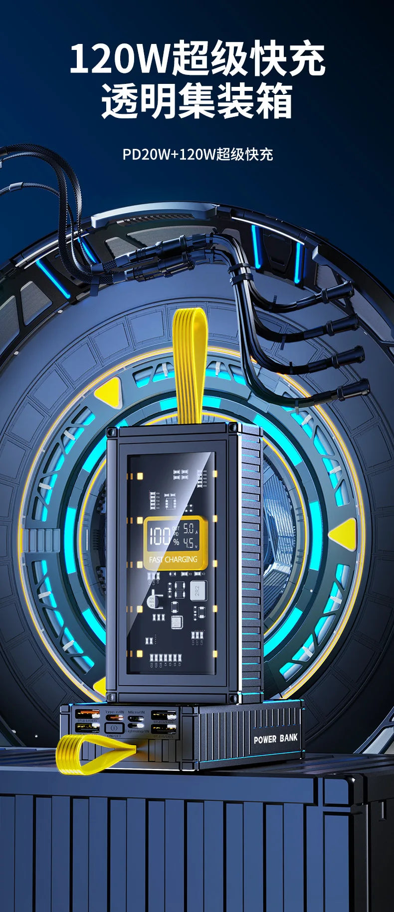 PowerBank 50000mAh 30000mAh 20000mAh Spare battery Portable Charger Mobile External Battery Fast charging For Camping iPhone