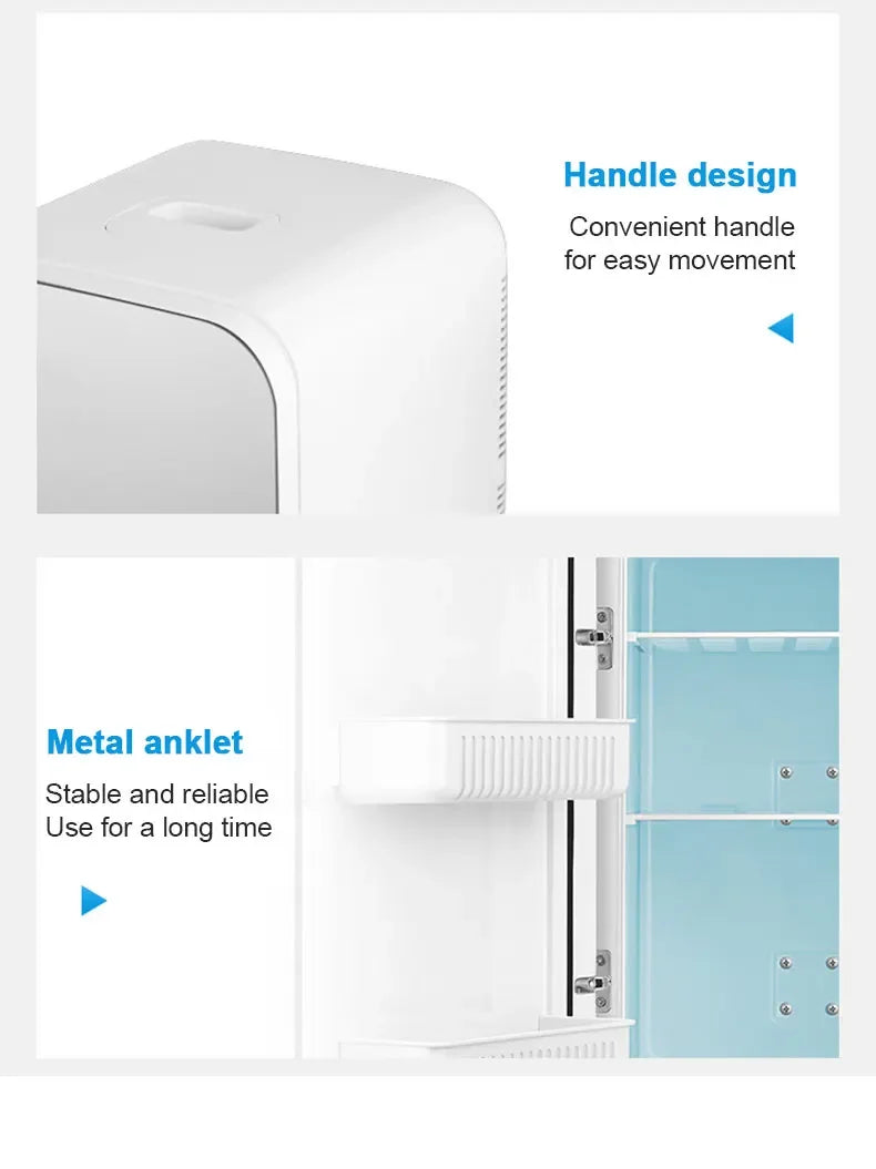 6L Mini Car Refrigerator 12V DC 220V AC Electric Portable Beauty Cooler Warmer Car Mini Fridge Ice Box for Home Camping Travel