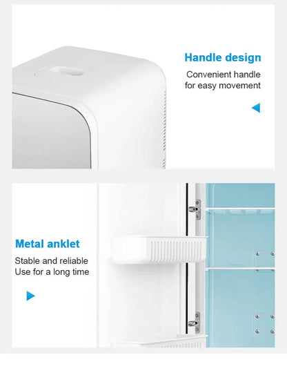 6L Mini Car Refrigerator 12V DC 220V AC Electric Portable Beauty Cooler Warmer Car Mini Fridge Ice Box for Home Camping Travel