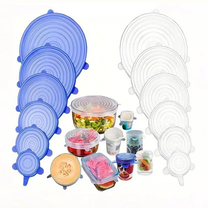 6Pcs Six-Piece Set of Fresh-Keeping Lids, Silicone Sealing Lids, Silicone Crisper Lids, Smiley Face Sealing Lids, Fresh-Keeping Lids