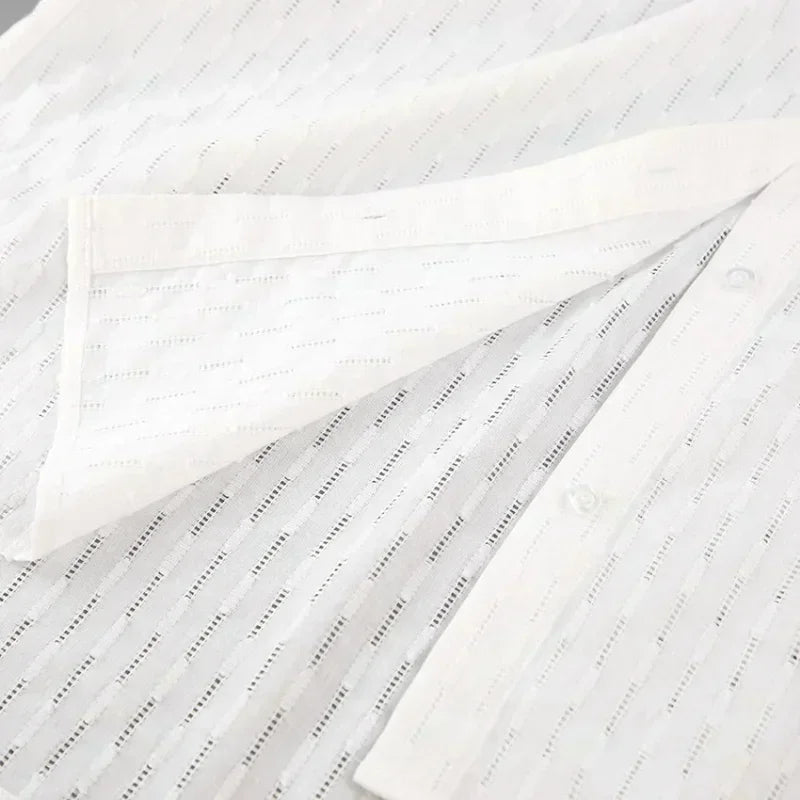 Casual Loose Women Short Two Piece Set Suit Fashion Blouse Long Sleeve Shirt Lady Simple Style Shorts Streetwear Blouse Tops