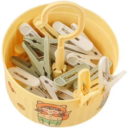 24PCS Laundry Clip Non-slip Windproof Metal Spring Clothes Peg Clothespin Windproof Laundry Clips Drying Racks with Basket