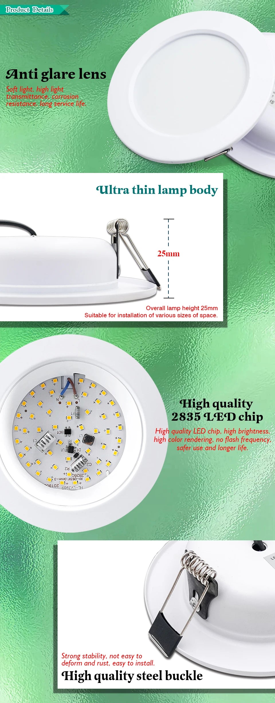 LED Downlight 5W 9W 12W 15W 18W White Body Round Led Ceiling Light DC 12V 24V AC 110V 220V Bedroom Kitchen Indoor LED Lighting