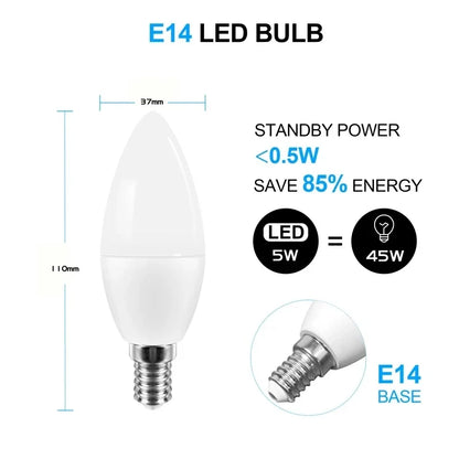 Smart RGB Light LED Bulb Candle Lamps E14 Bluetooth 220V Crystal Dimmable APP Control Group Lamps For Home Bedroom Living Room