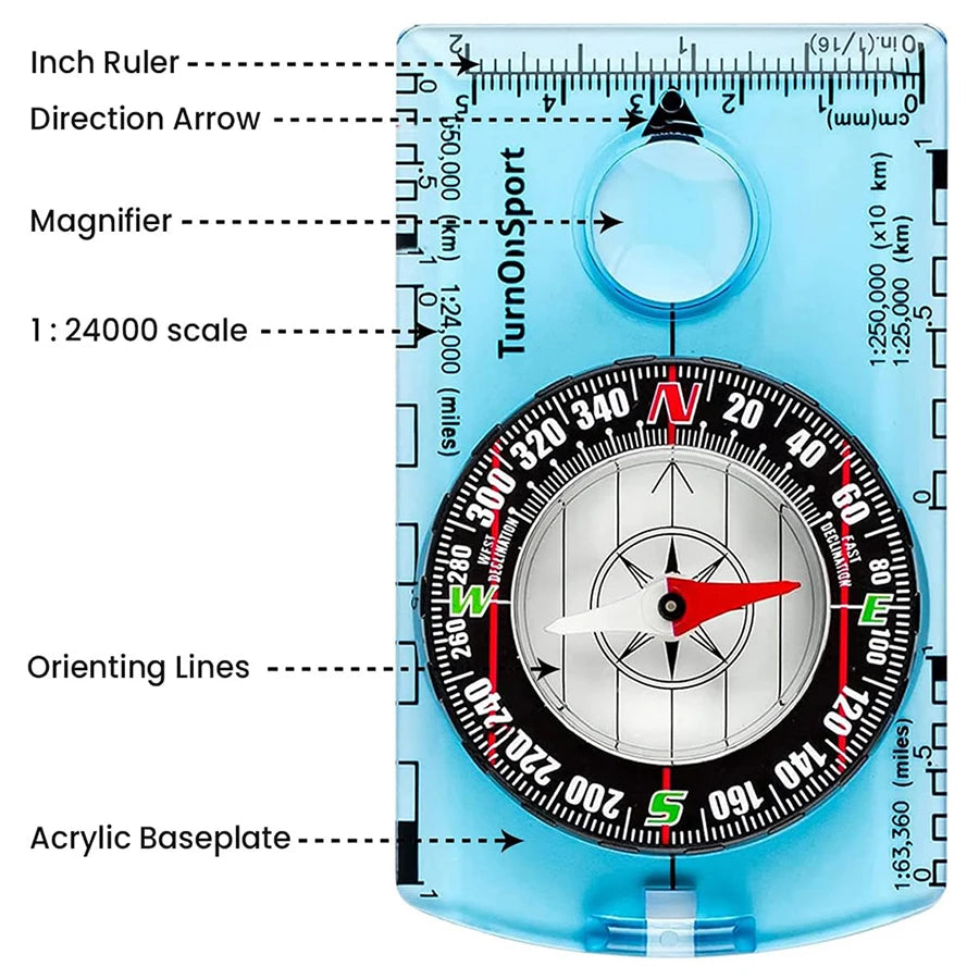 Professional Waterproof Camping Compass - Hiking Backpack Essential, Survival Gift for Outdoor Navigation & Map Reading