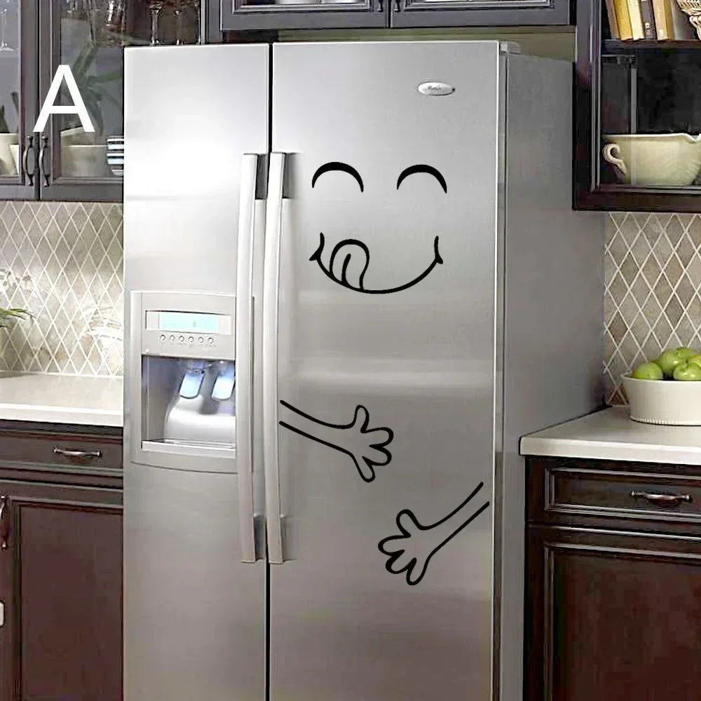 Cute Cartoon Refrigerator Stickers Removable Creative Wall Decor for Bedroom Living Room Smile Face Door Stickers