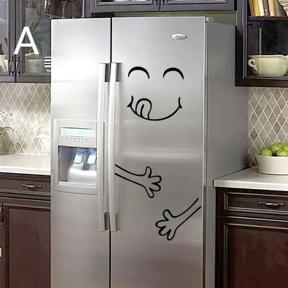 Cute Cartoon Refrigerator Stickers Removable Creative Wall Decor for Bedroom Living Room Smile Face Door Stickers
