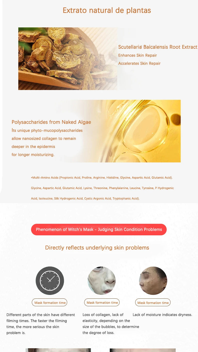 Face Collagen Peptide Hyaluronic Acid Face Mask DIY Hyaluronic acid V Face Lifting Firming Skin Rejuvenation Mask Skin Care