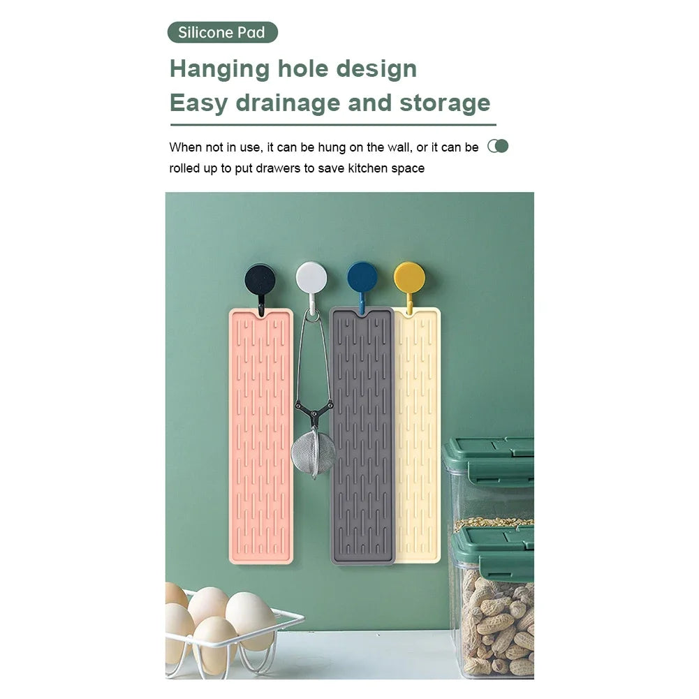 Silicone Countertop Mat Anti Slip Sink Tray Dinnerware Mat Organizer Kitchenware Protection Mat Storage Rack Kitchen Accessories