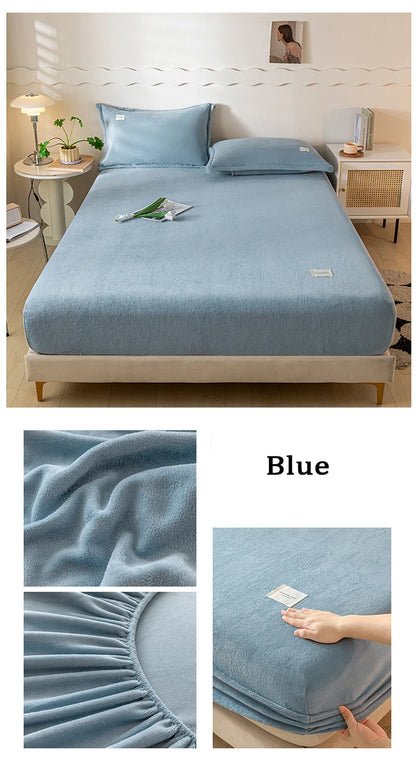 Velvet Thermal Mattress Cover, Plush Fabric Sheets For Winter, Bed Cover, Bed Sheets Set For Single Double King Queen Bed120x200