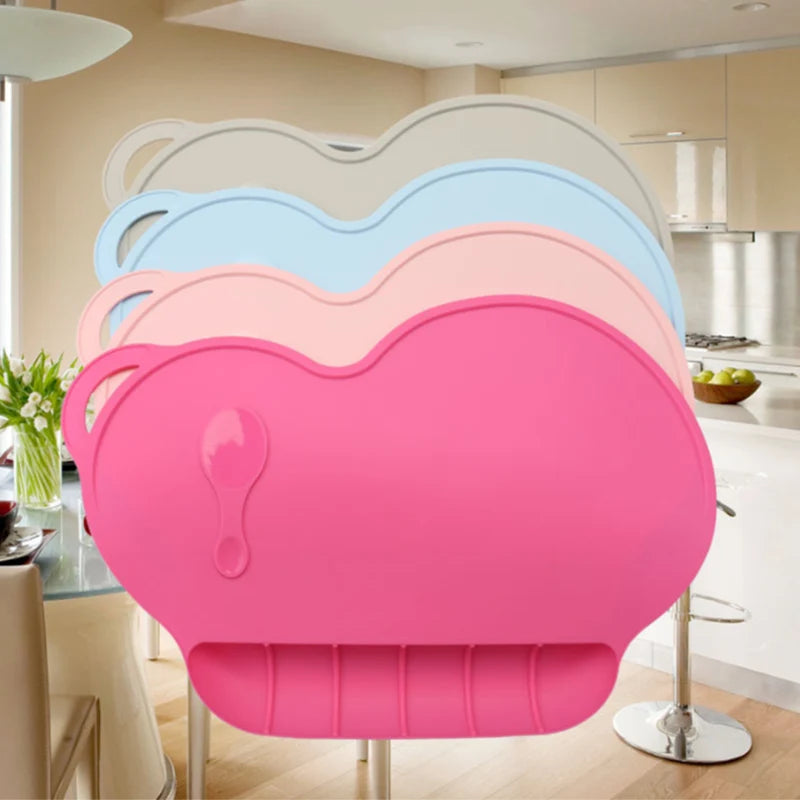 Silicone Placemats,Kids Feeding Mat Portable with Personalised Collapsible Baby Eating Food Catcher Pocket Eholder Fits Most Hig