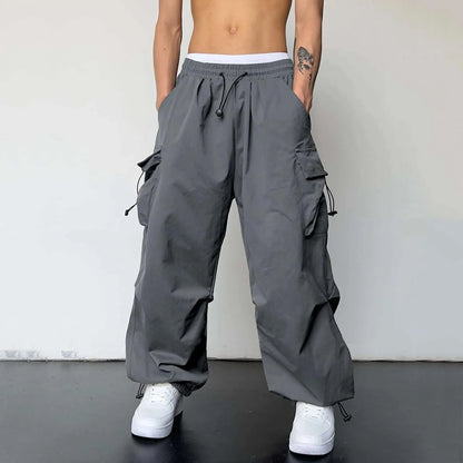 Cargo Pants For Men Baggy Long Pants,Men'S Parachute Cargo Pants Lightweight Pants Drawstring Loose Fit Hiking Casual Pants