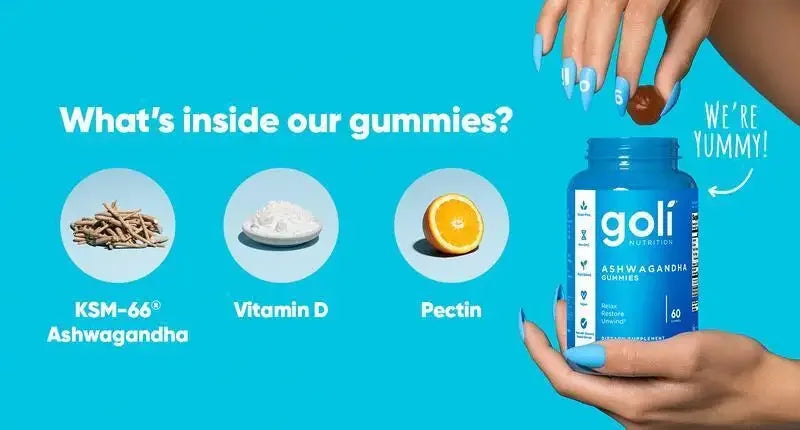 Goli Nutrition Ashwagandha Gummies in Mixed Berry Flavor! 60 Count Each - Support Wellness with Every Chew