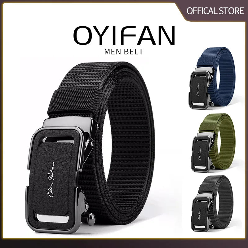 Men's Belt Jeans Belt for Men Tactical Belt Nylon Belt Metal Buckle Automatic Belt Casual Style