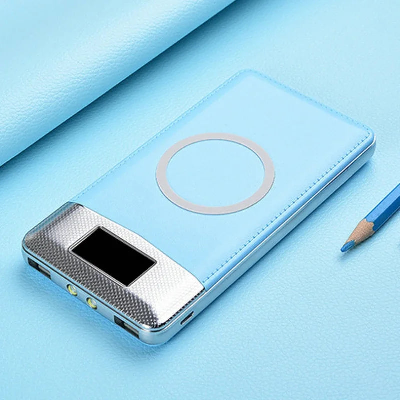 2025 New 10000mAh/20000mAh Four Color Wireless Mobile Power Bank External Battery Built in Charger Mobile Power Bank for iPhone