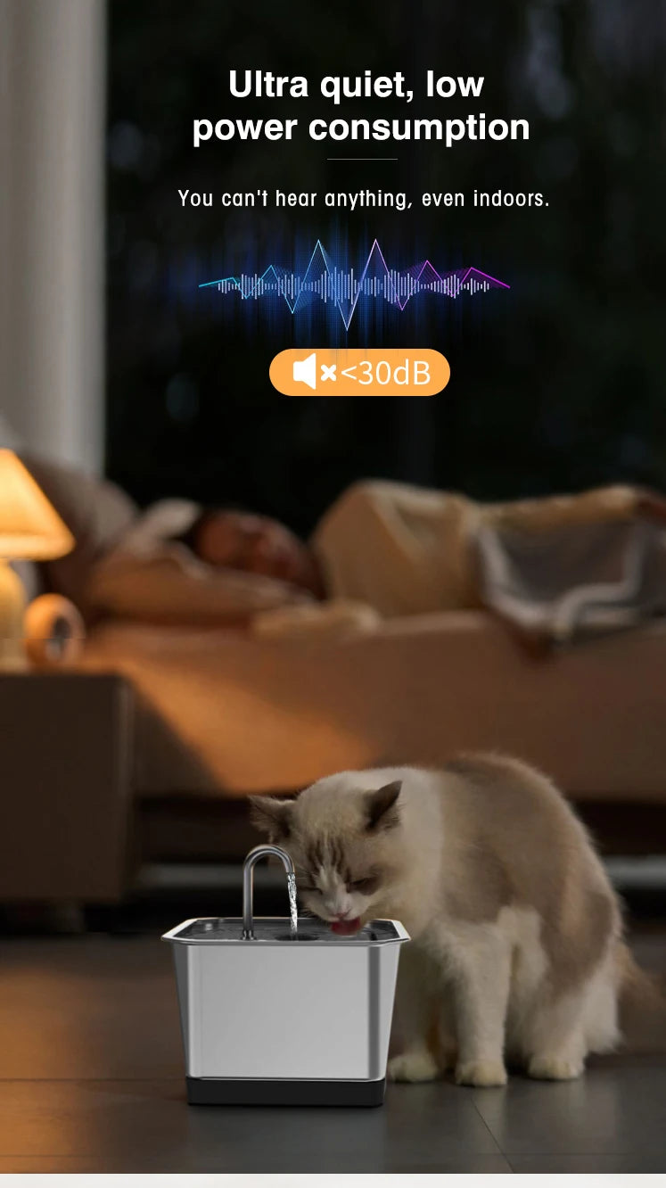 4.0L Stainless Steel Water Fountain For Cat With App Control Smart Automatic Intelligent Pets Water Dispenser Cats Dogs Products