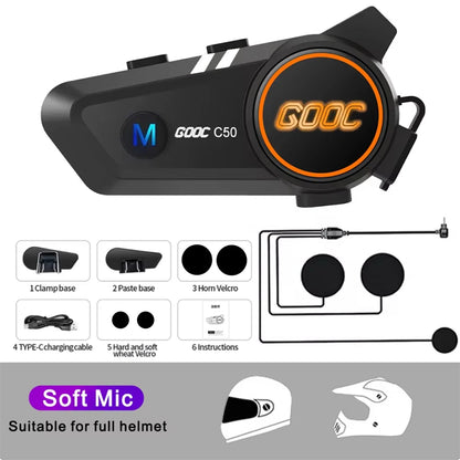 Bluetooth 5.3 Helmet Headset Wireless Hands-free Call Phone Kit Motorcycle Waterproof Earphone MP3 Music Player Speaker for Moto