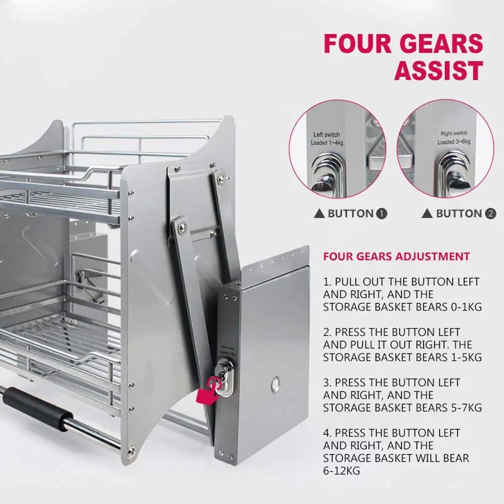 Kitchen Cabinet Wall Cabinet Lifting Pull Baskets Pull-down Kitchen Storage Rack Cabinet Pull Basket Damping Buffer Lift