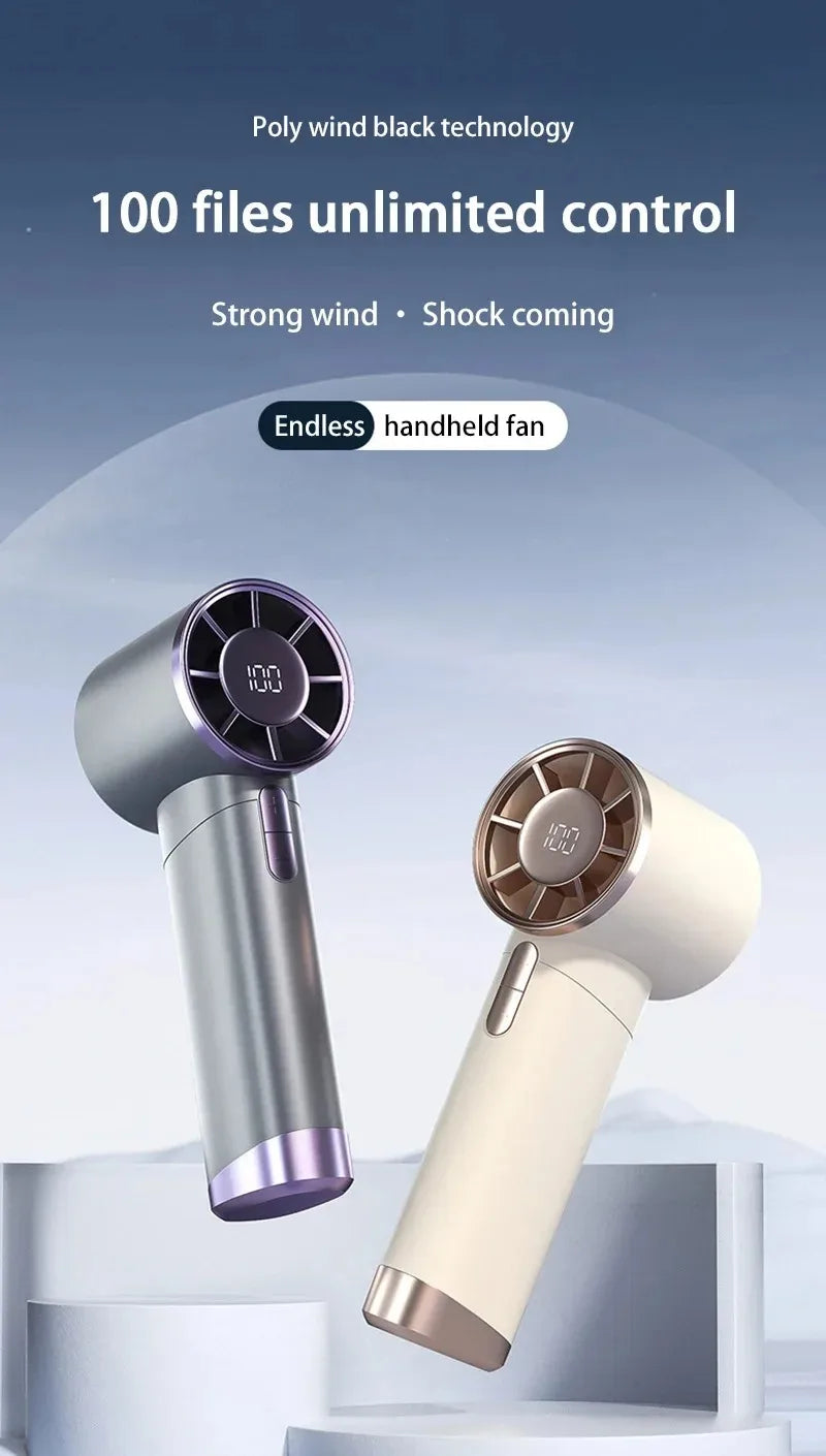Mini Handheld Fan With Power Display Portable Air Calculating Fan Personal Highspeed Fan Rechargeable Mute Handheld Fan