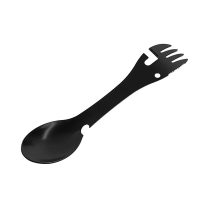 Multi-functional Outdoor Survival Tools 5 in 1 Camping Hiking Gear Practical Fork Knife Stainless Steel Spoon & Bottle Opener