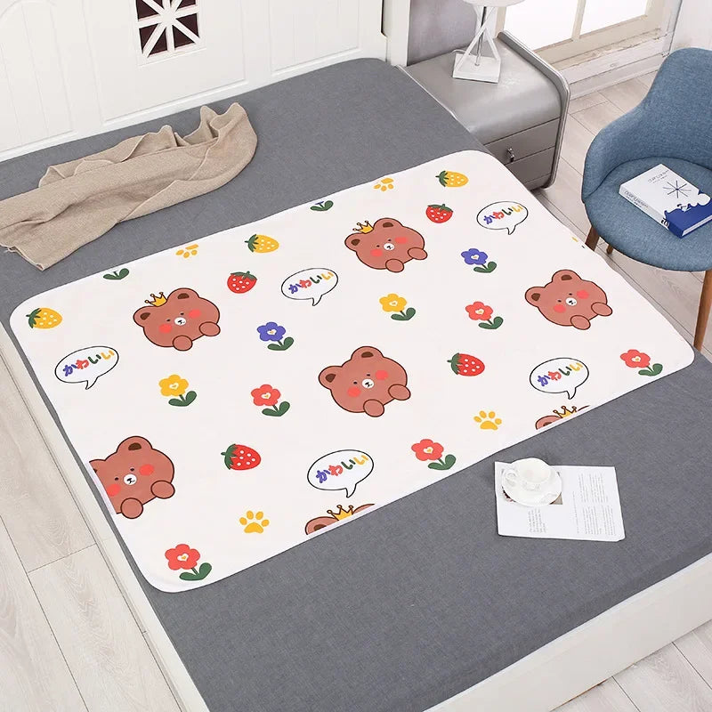 Baby Diaper Reusable  Waterproof  Cotton Changing Pad Cover Baby Diaper Mattress Newborn Print Changing Mat Floor Play Mats 0-3Y