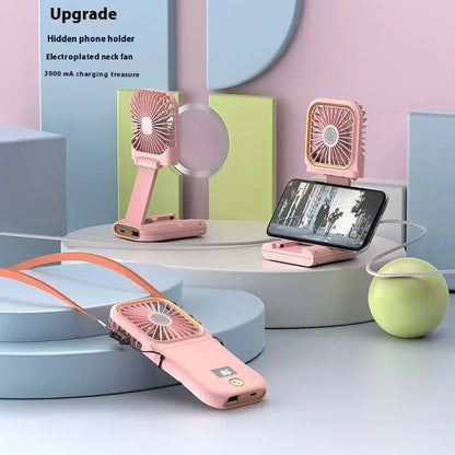 Handheld Small Fan, Desktop Small Fan, Portable USB Fan, Mini Power Bank, Folding Fan, Hanging Neck Fan