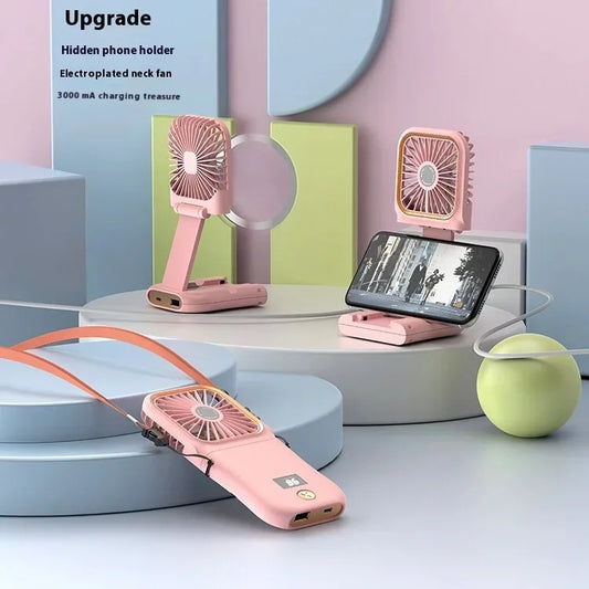 Handheld Small Fan, Desktop Small Fan, Portable USB Fan, Mini Power Bank, Folding Fan, Hanging Neck Fan