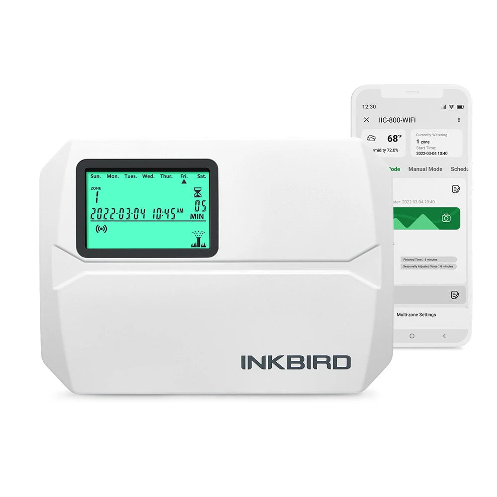 INKBIRD Wi-Fi Smart Sprinkler Controller 8-Zone Watering Irrigation Timer With Free App Monitoring Seasonal Adjustment Rain Skip