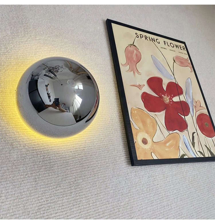 Nordic decorative gold circular wall lamp bedroom bedside living room dining room art minimalist wall mounted lamp