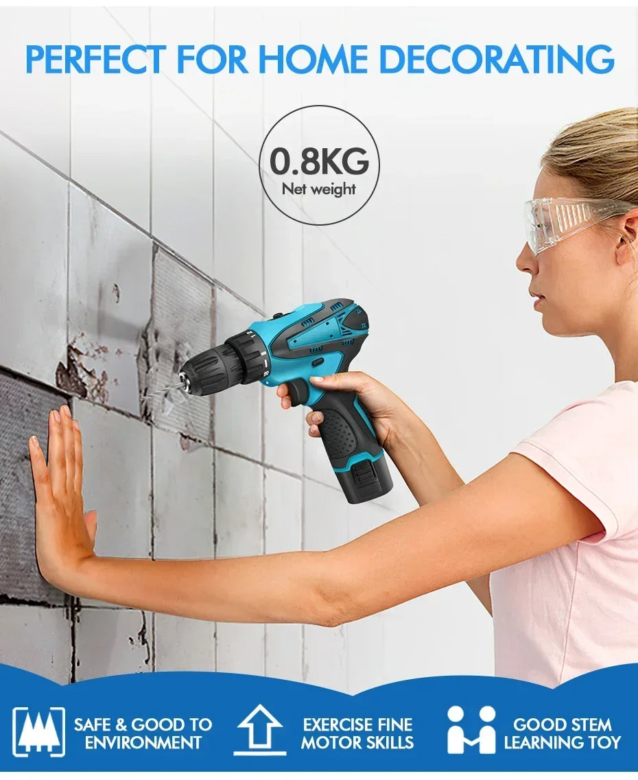 Rechargeable Lithium Battery Electric Hand Drill Electric Screwdriver Cordless Power Drills Home DIY Electric Drill